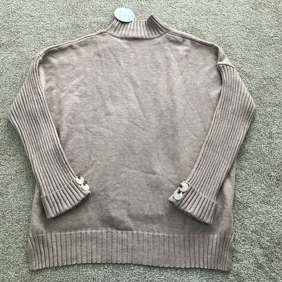 Anrabess Oatmeal Mock Turtleneck Ribbed Sleeves Size Large NWT - Picture 2 of 9